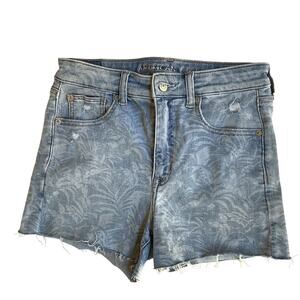 American Eagle Super High Rise Floral Denim Shorts Size 6 Y2K Festival